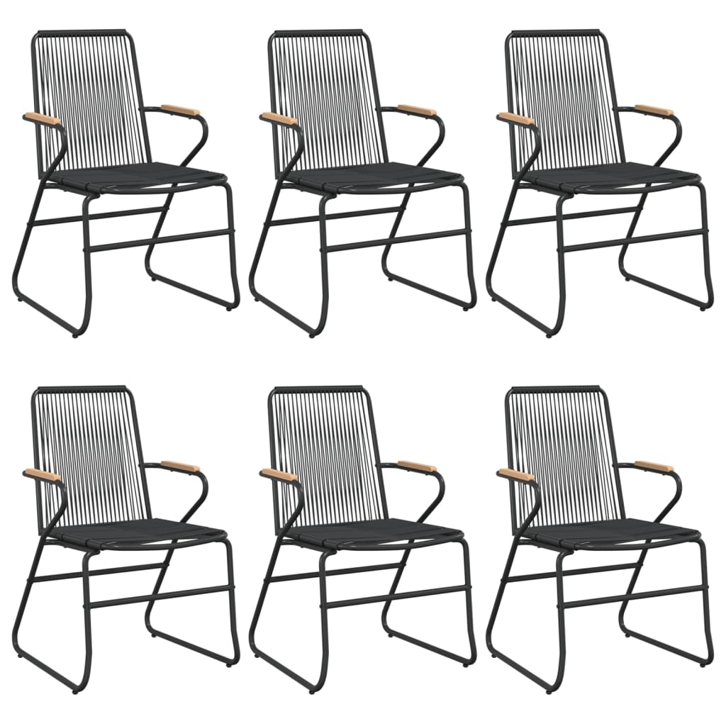 7 Pcs conjunto de jantar para jardim vime de PVC preto