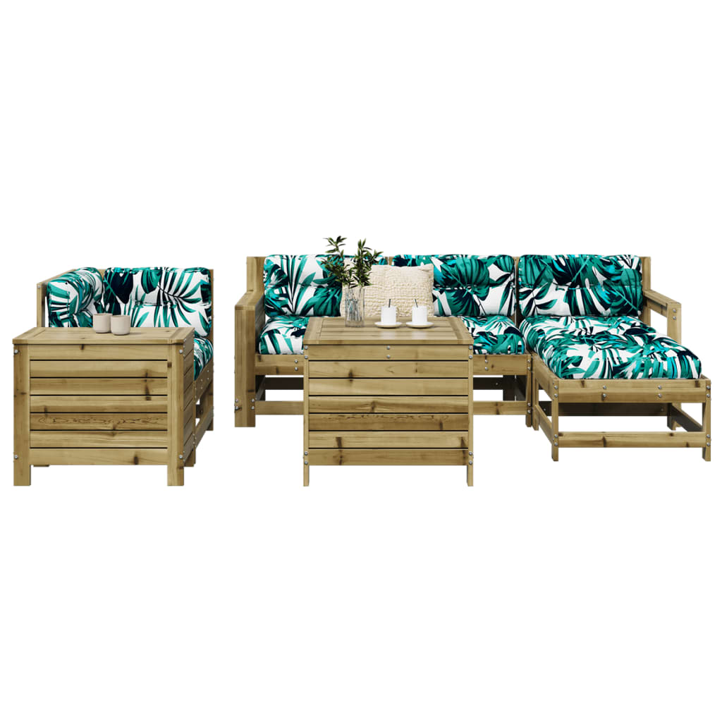 7 Pcs conjunto sofás jardim madeira de pinho impregnada