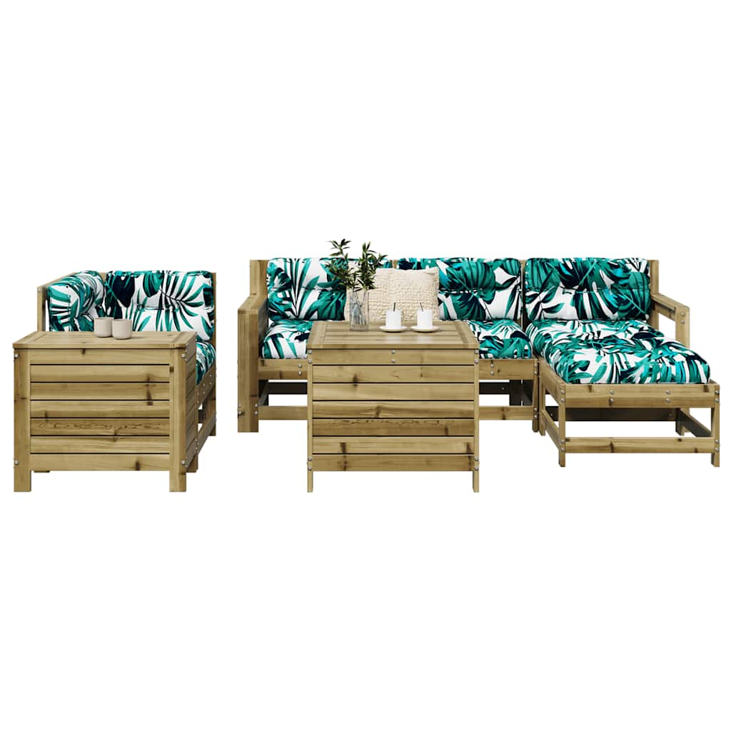 7 Pcs conjunto sofás jardim madeira de pinho impregnada