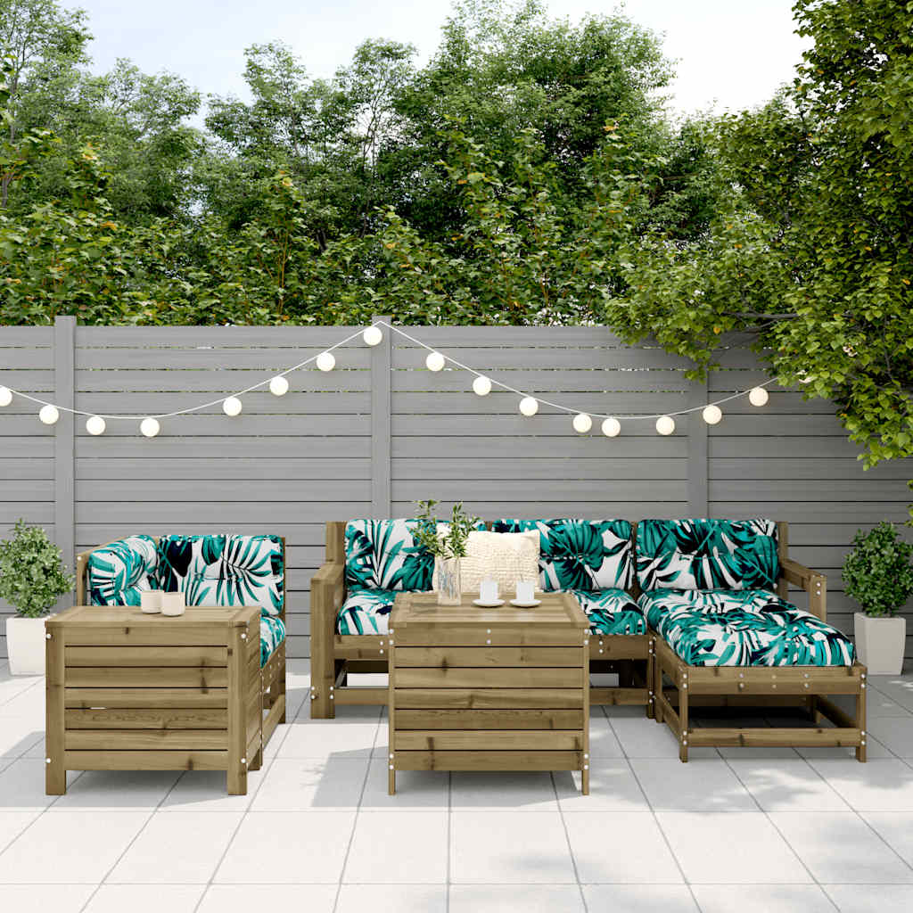 7 Pcs conjunto sofás jardim madeira de pinho impregnada
