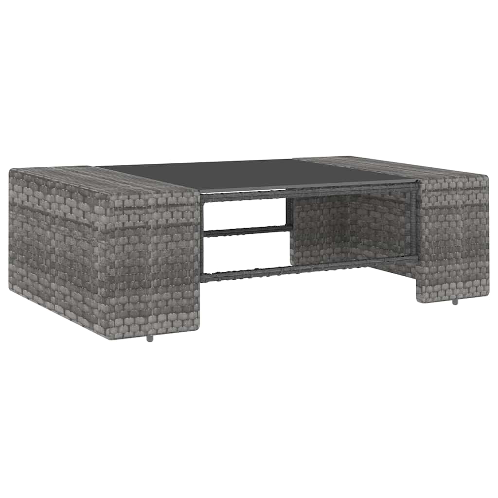 5 Pcs conjunto lounge de jardim vime PE cinzento