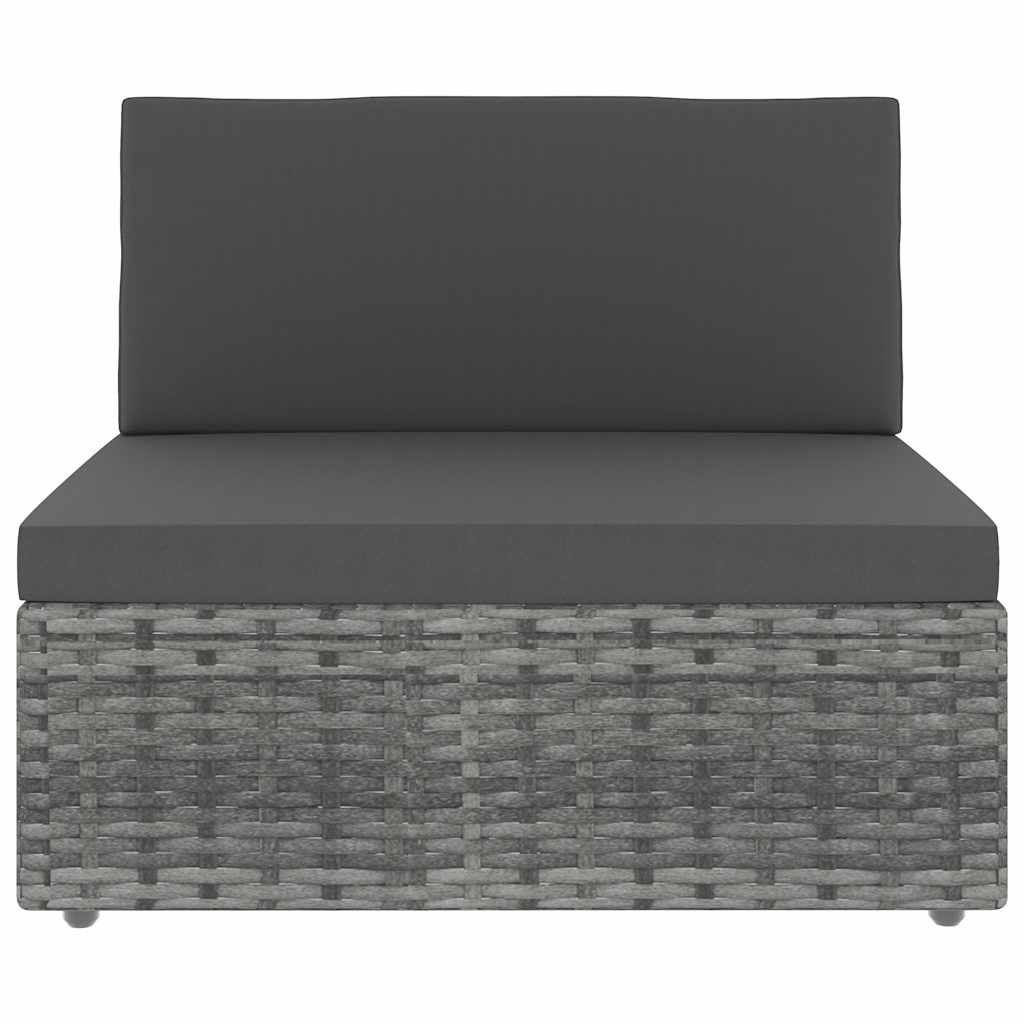 5 Pcs conjunto lounge de jardim vime PE cinzento