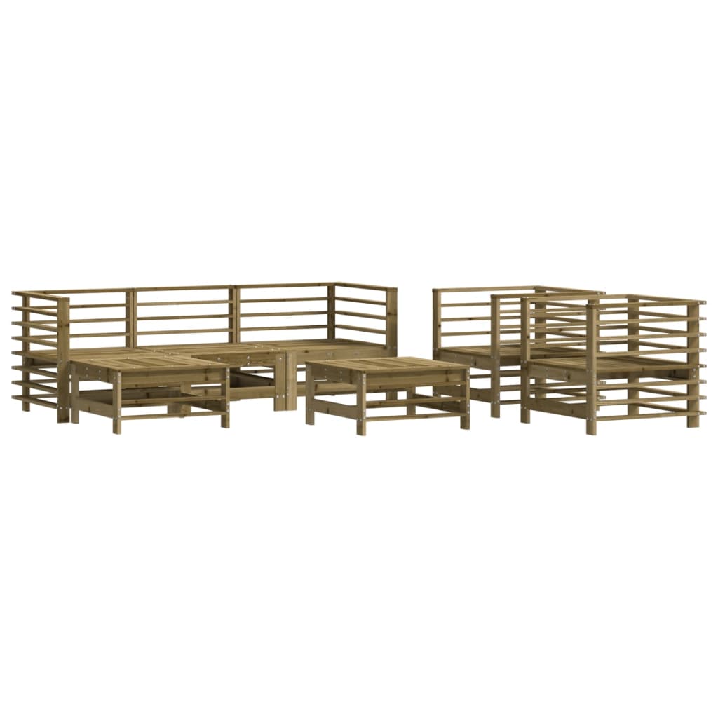 7 Pcs conjunto lounge de jardim c/ almofadões pinho impregnado