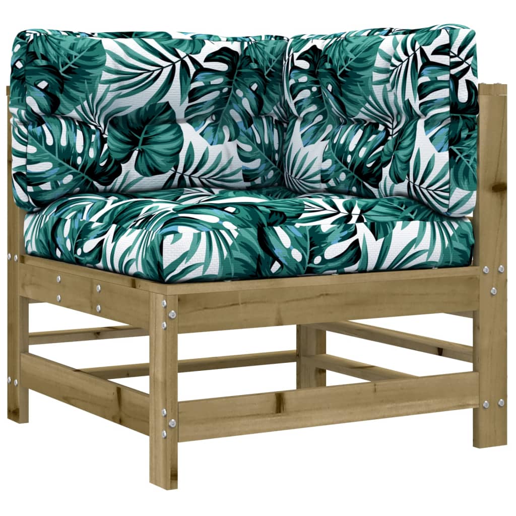 7 Pcs conjunto lounge de jardim c/ almofadões pinho impregnado