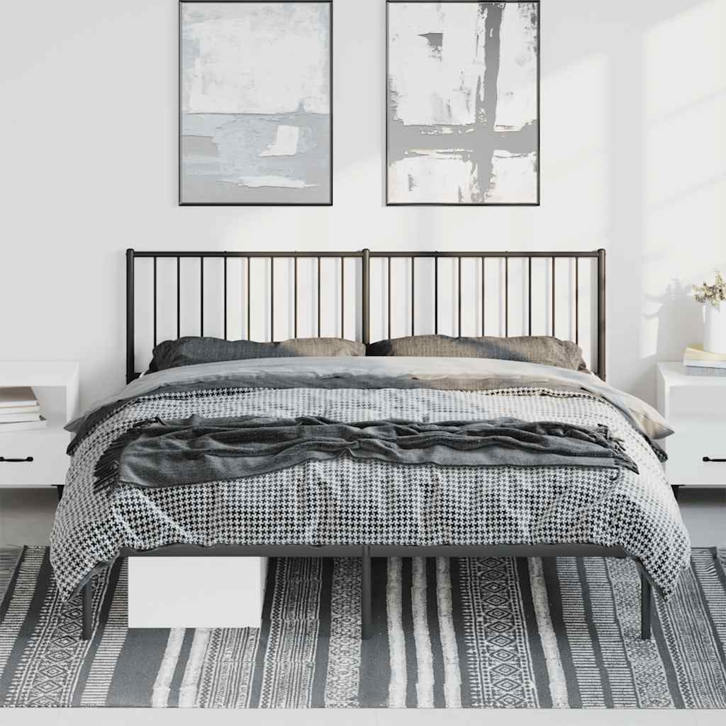 Estrutura de cama com cabeceira 183x213 cm metal preto