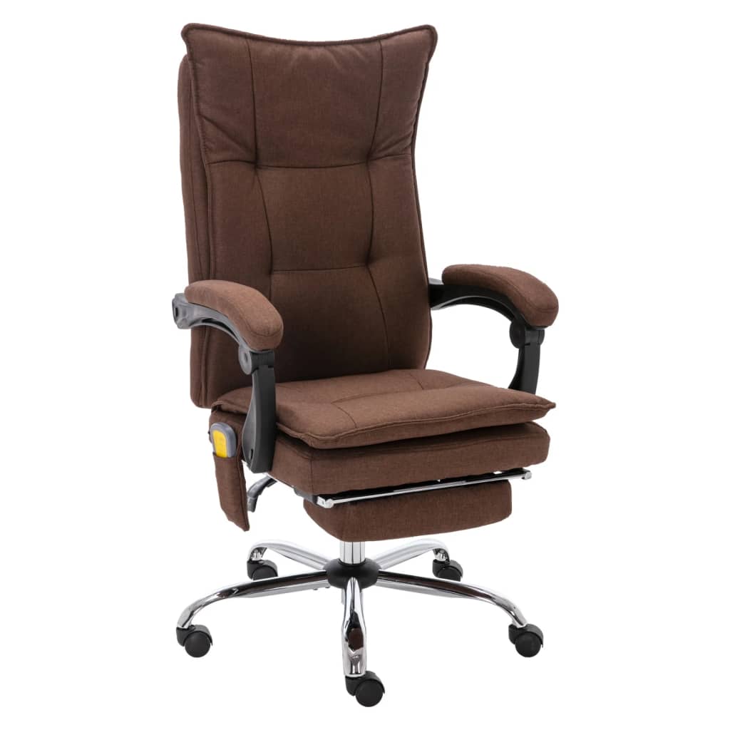 Cadeira de escritório c/ função de massagem tecido castanho