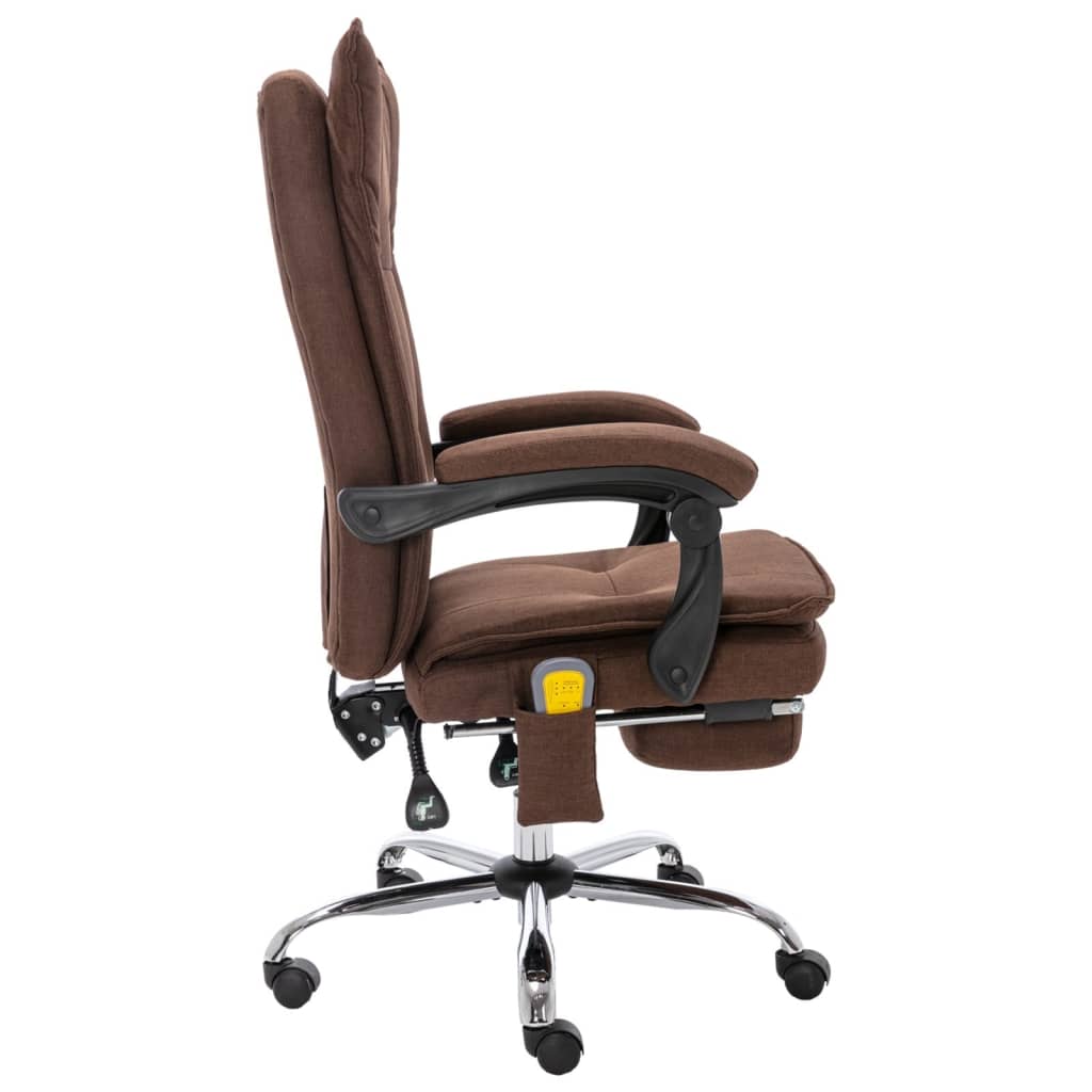 Cadeira de escritório c/ função de massagem tecido castanho