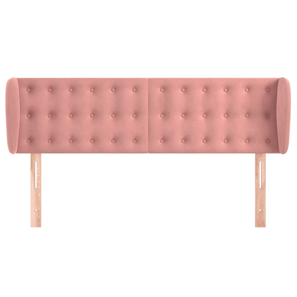 Cabeceira de cama c/ abas veludo 147x23x78/88 cm rosa