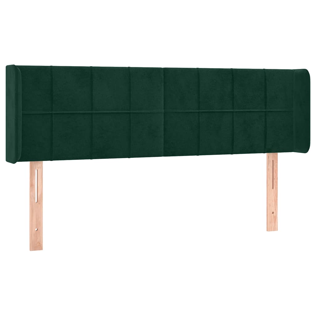 Cabeceira cama c/ luzes LED veludo 147x16x78/88 cm verde-escuro