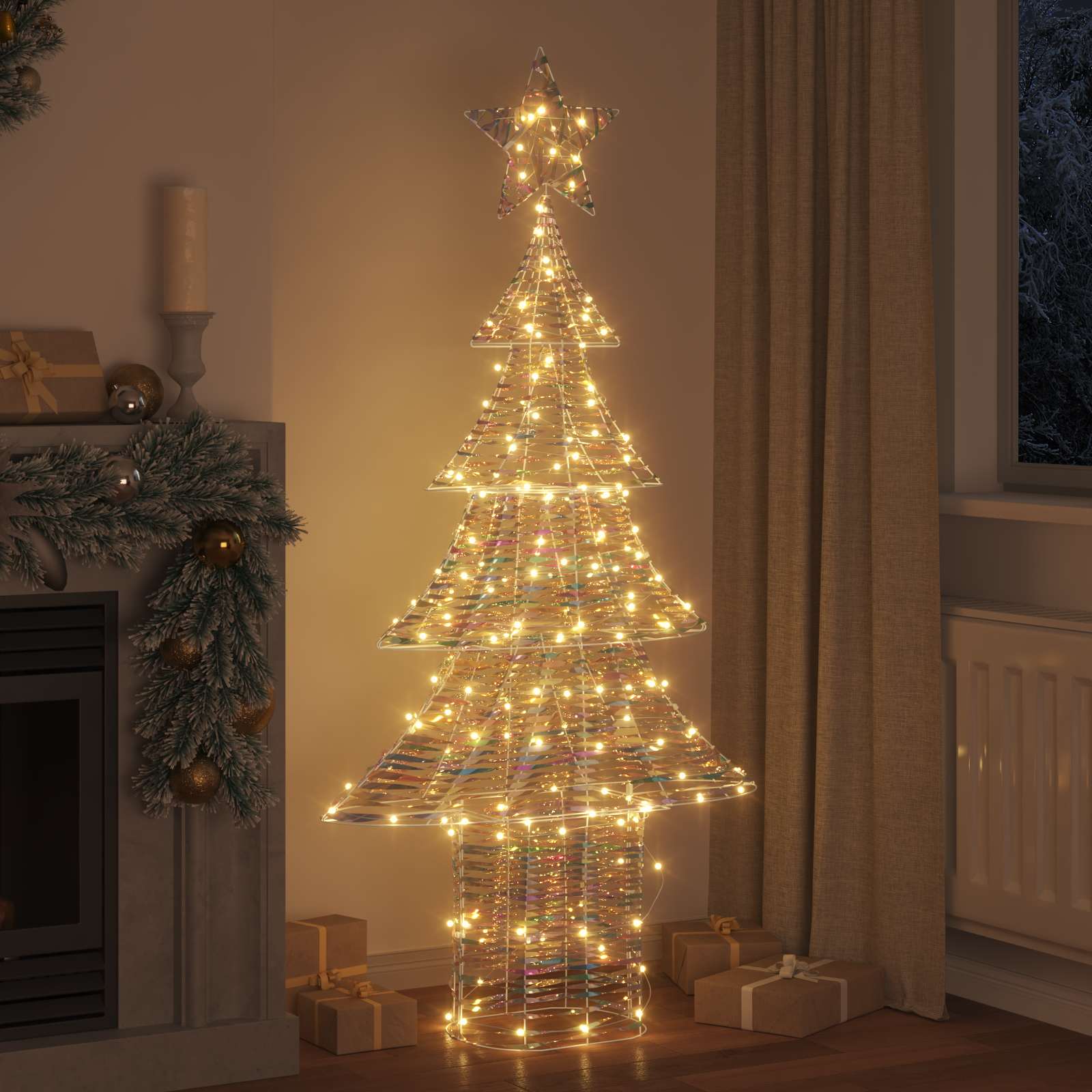 Árvore de natal com 240 leds branco quente 181 cm PET