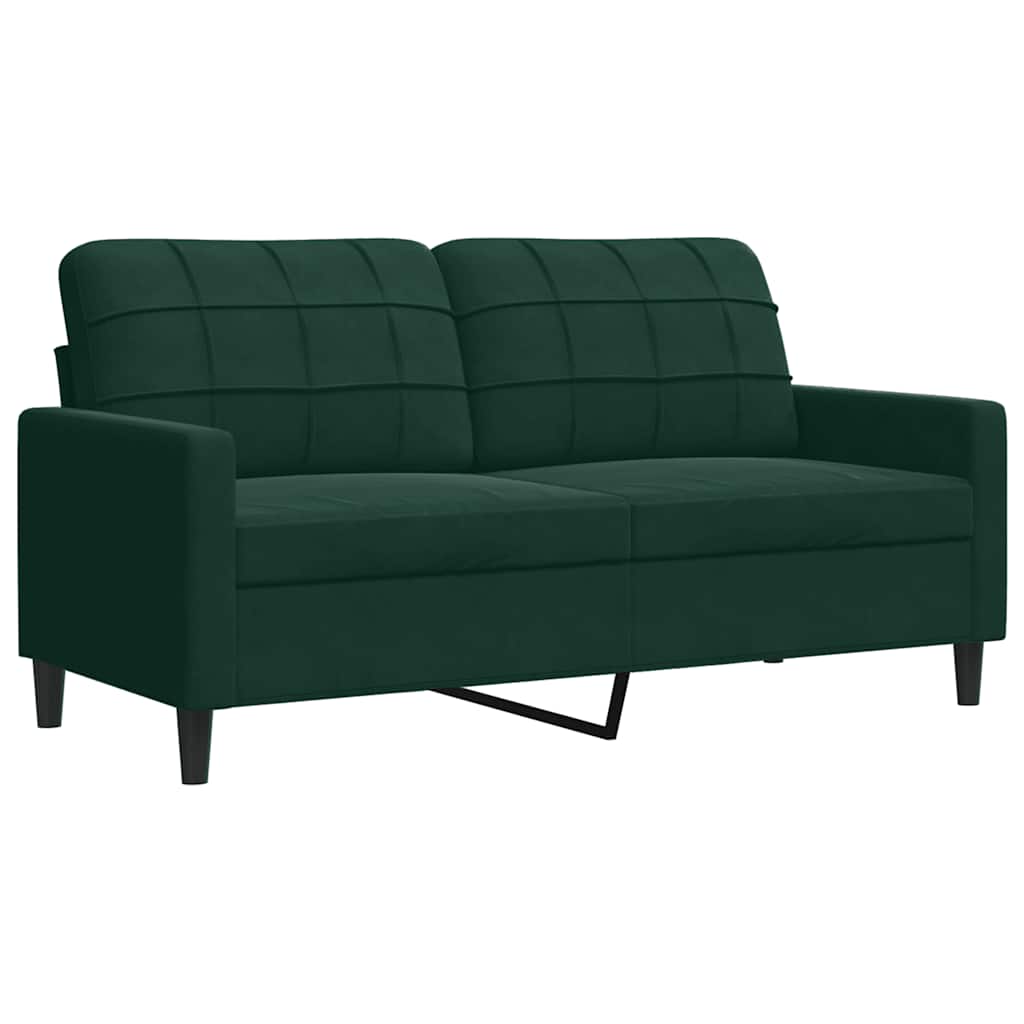 2 Pcs conjunto de sofás com almofadões veludo verde-escuro