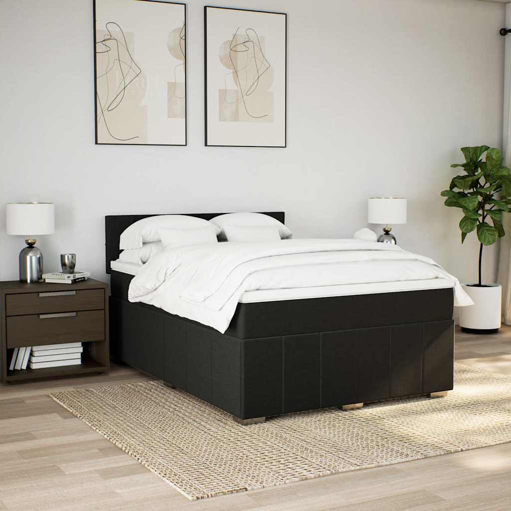 Cama com molas/colchão 140x200 cm tecido preto