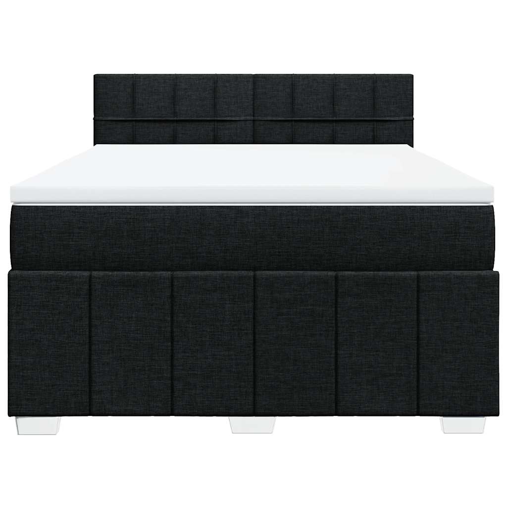 Cama com molas/colchão 140x200 cm tecido preto