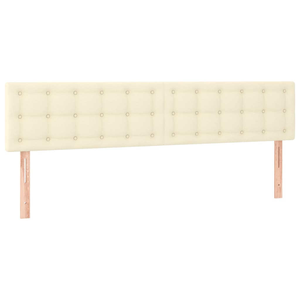 Cabeceira de cama c/ LED 200x5x78/88 cm couro artificial creme