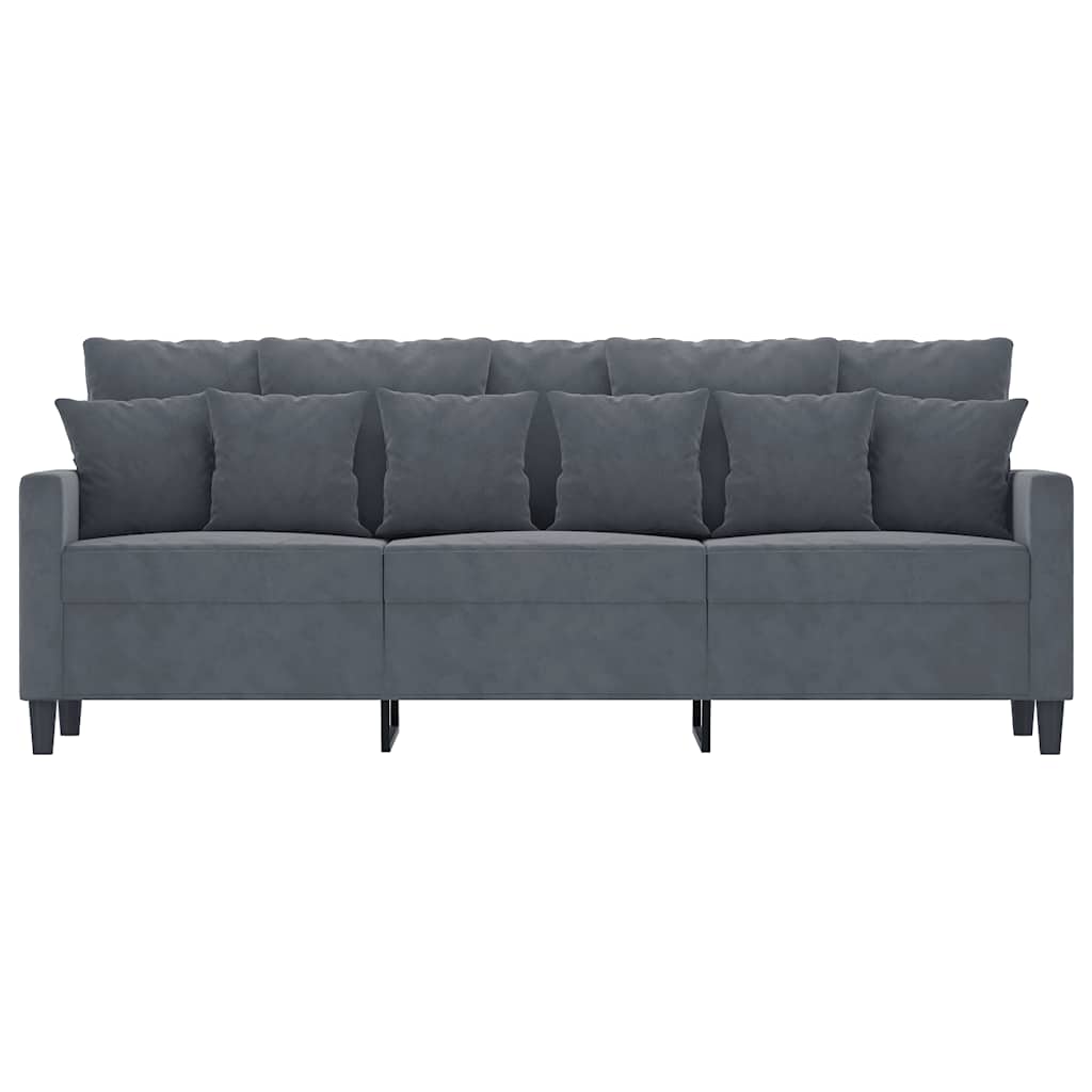 Sofá de 3 lugares 180 cm veludo cinza-escuro