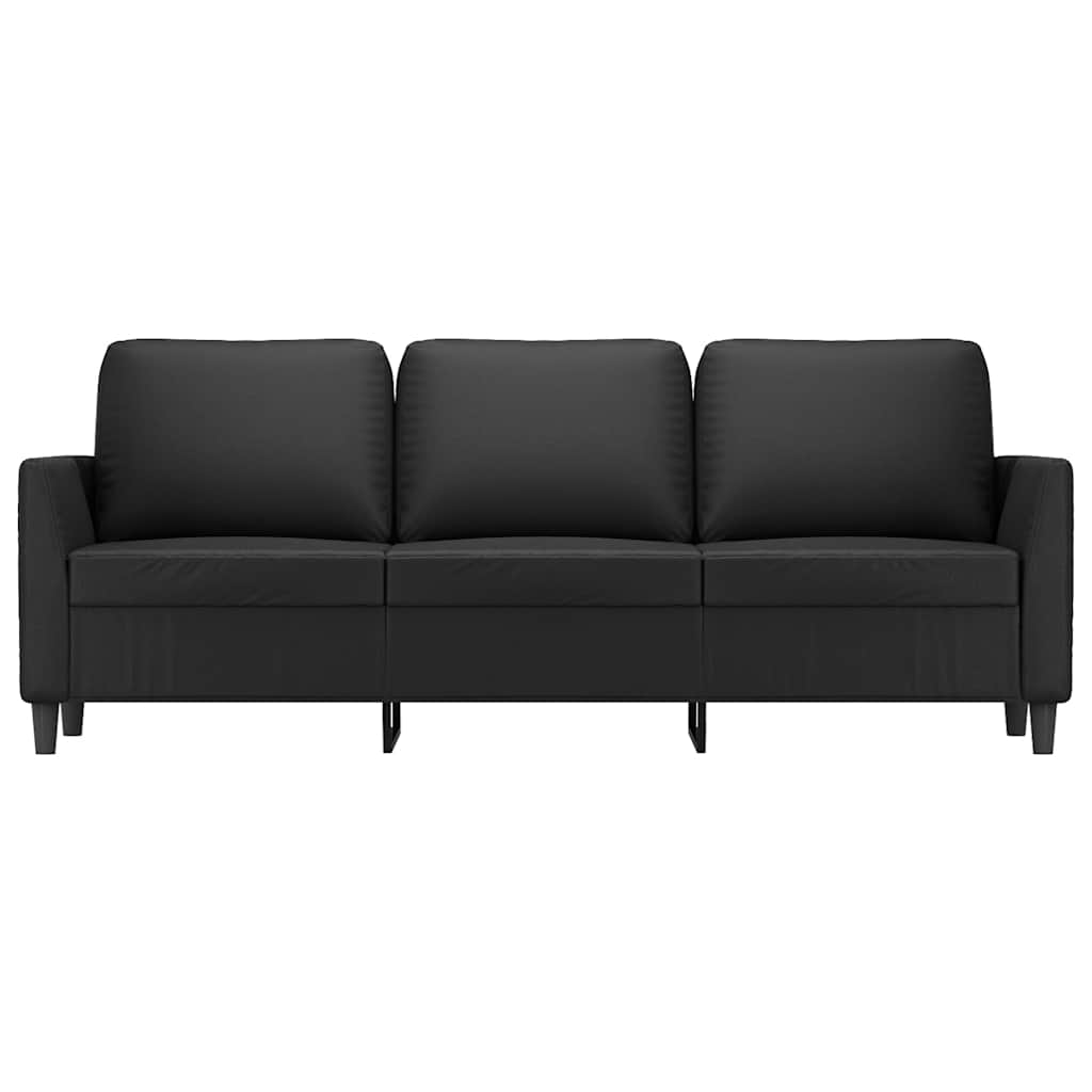 Sofá de 3 lugares 180 cm couro artificial preto