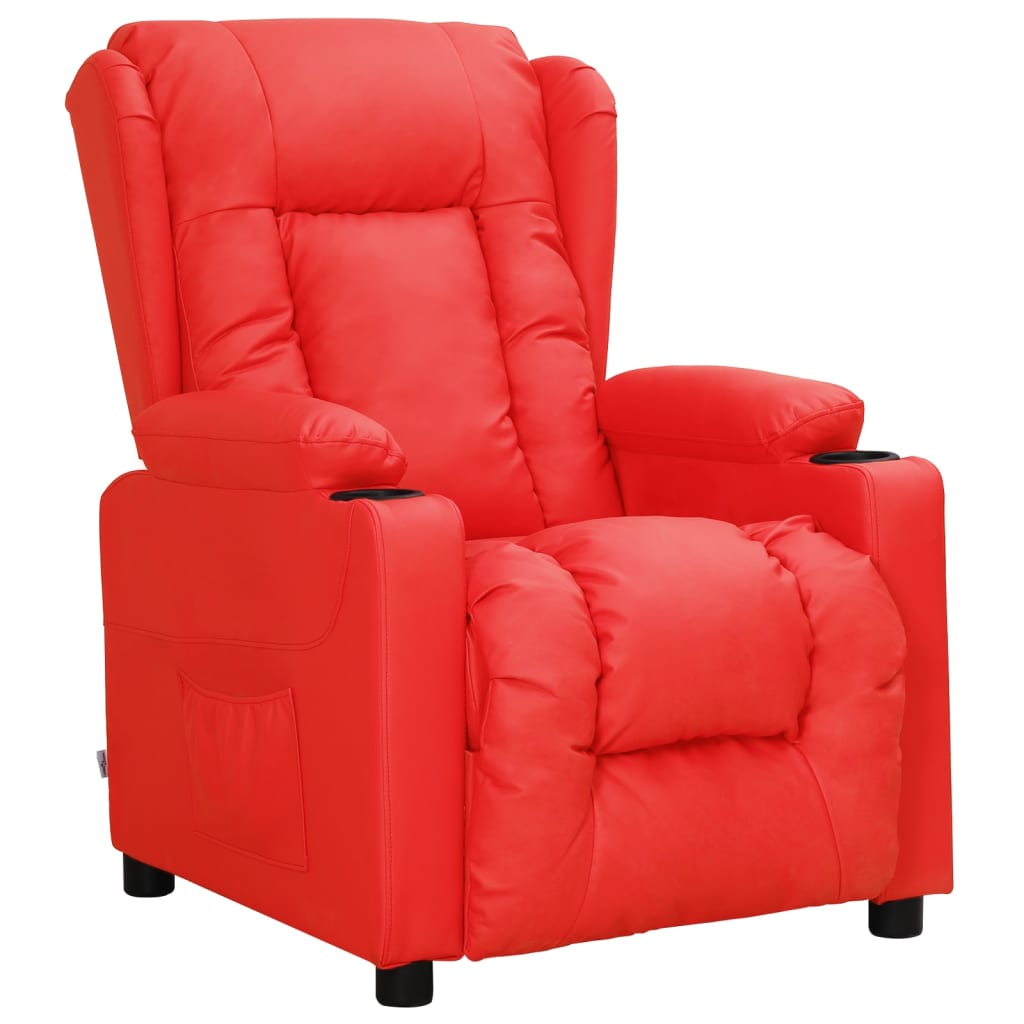 Poltrona reclinável couro artificial vermelho