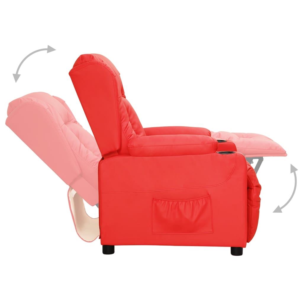 Poltrona reclinável couro artificial vermelho