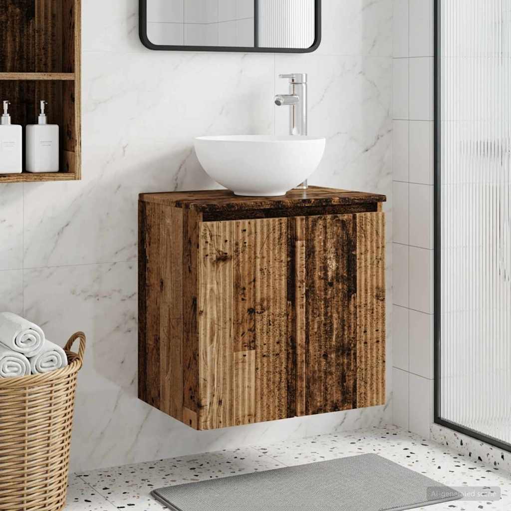 Vaidade com pia suspensa madeira antiga 49,5 x 41 x 64,5 cm