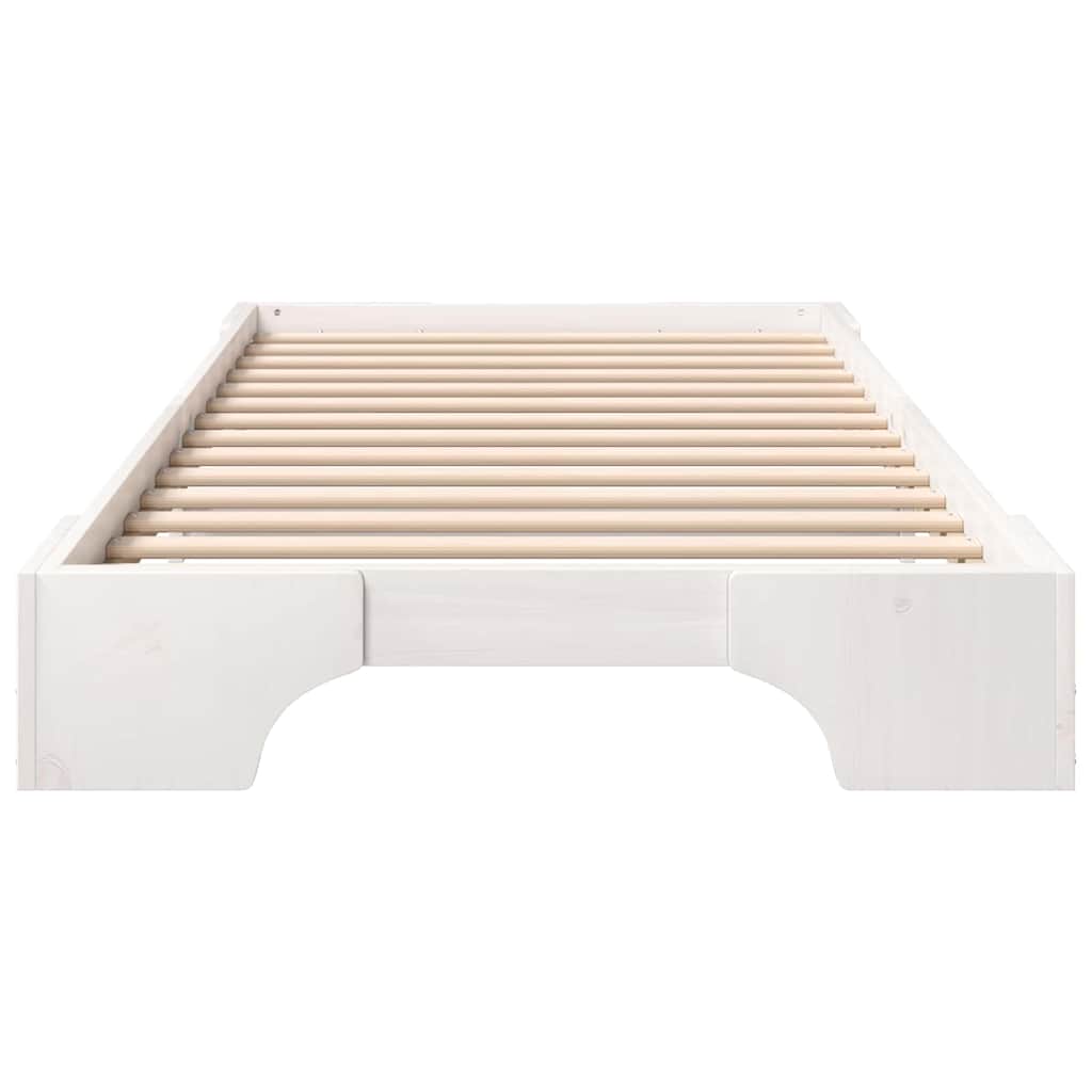 Estrutura da cama branco 90 x 220 cm madeira de pinheiro sólida
