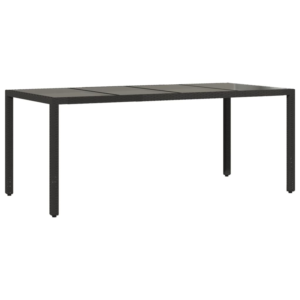7 Pcs conjunto jantar jardim c/almofadões vime PE/vidro preto