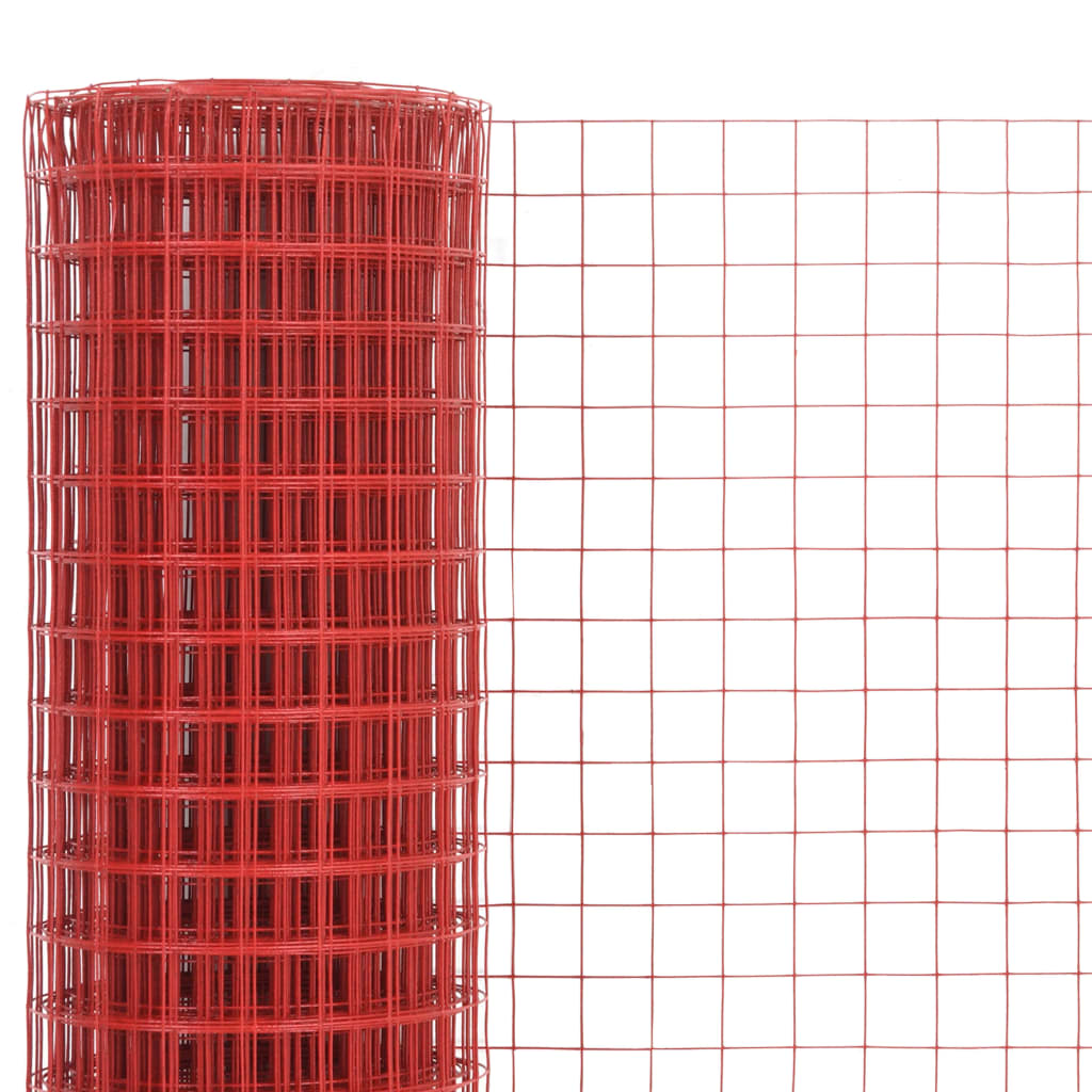 Cerca arame galinheiro 25x1 m aço c/ revestimento PVC vermelho