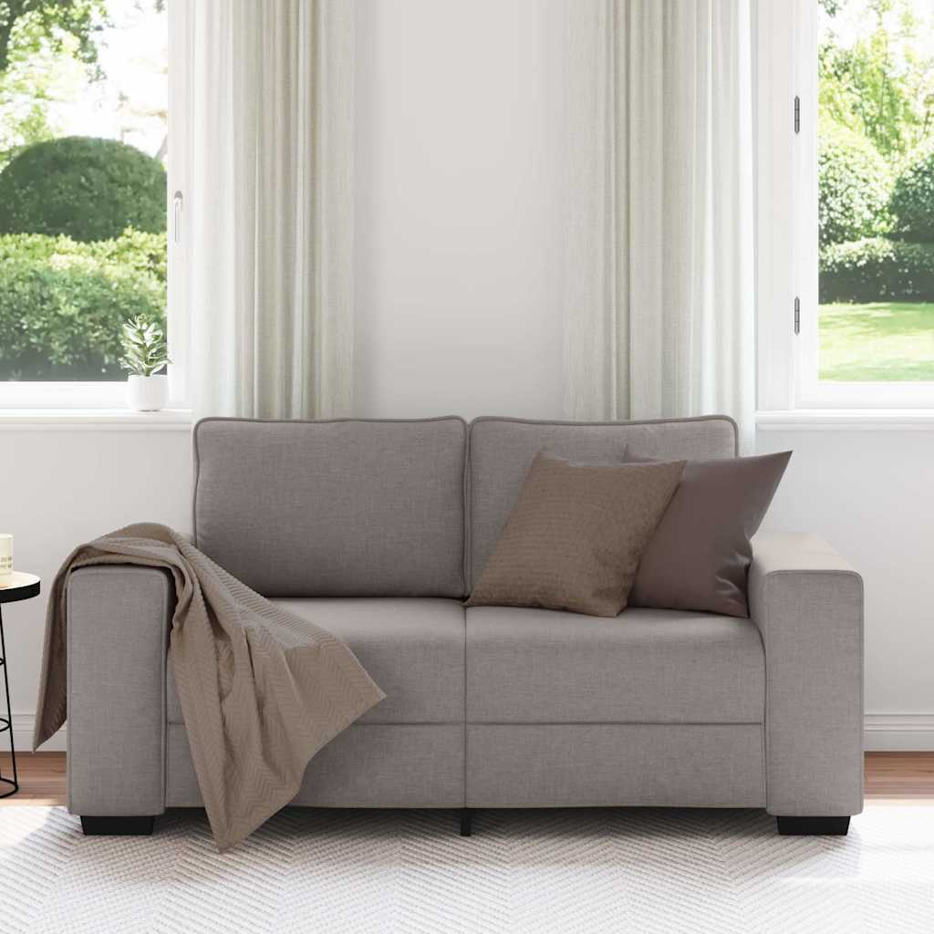 Sofá de 2 lugares tecido 160x77x82 cm cinzento-acastanhado