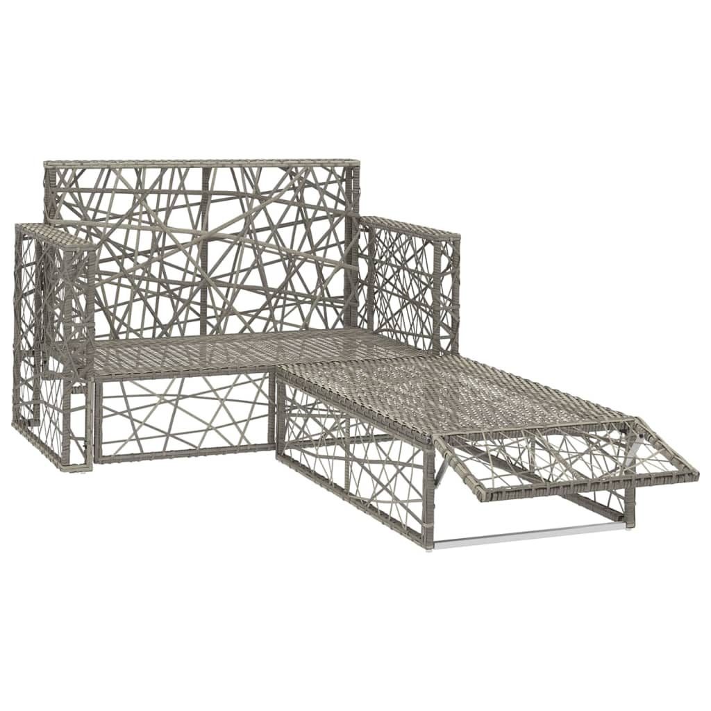 2 Pcs conjunto lounge de jardim c/ almofadões vime PE cinzento
