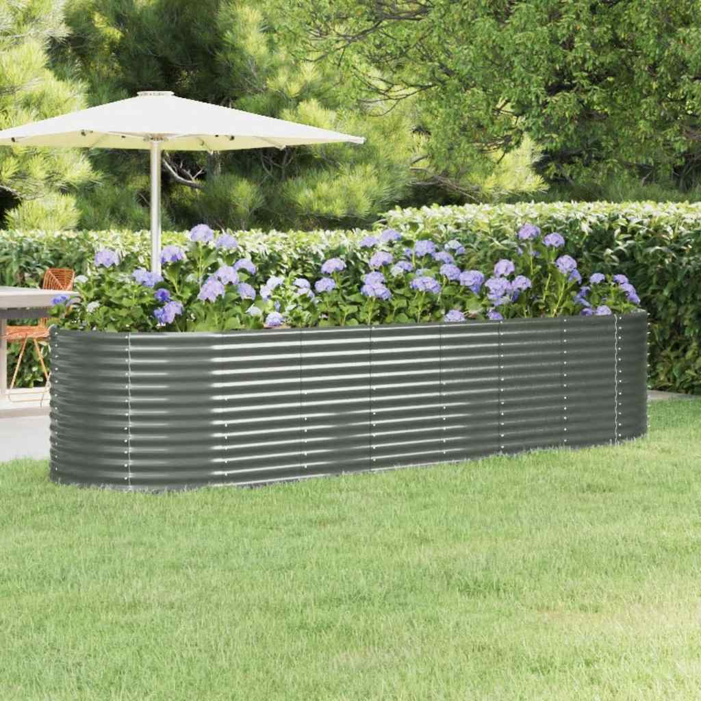 Canteiro elevado jardim 322x100x68 aço galvanizado cinzento