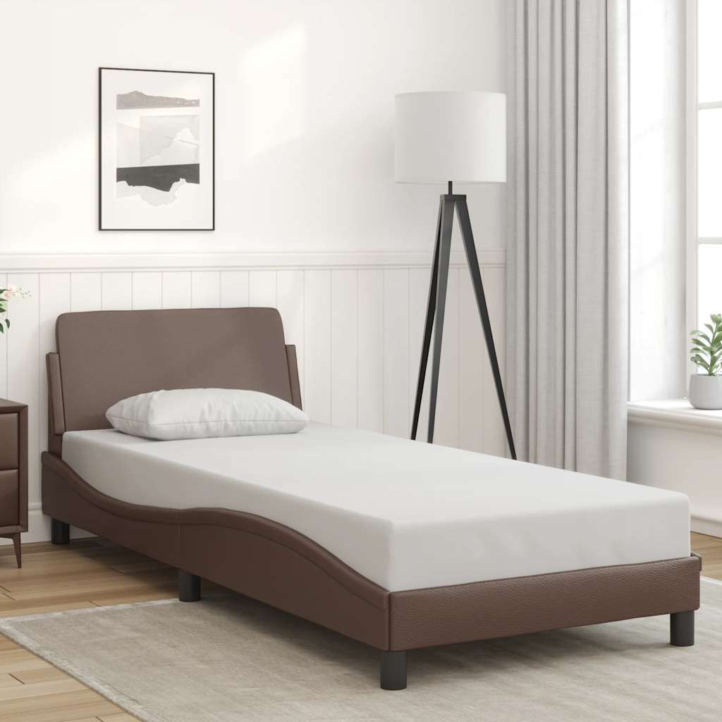 Estrutura de cama dover 90x200 cm couro artificial castanho