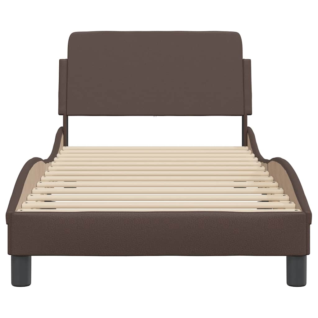 Estrutura de cama dover 90x200 cm couro artificial castanho