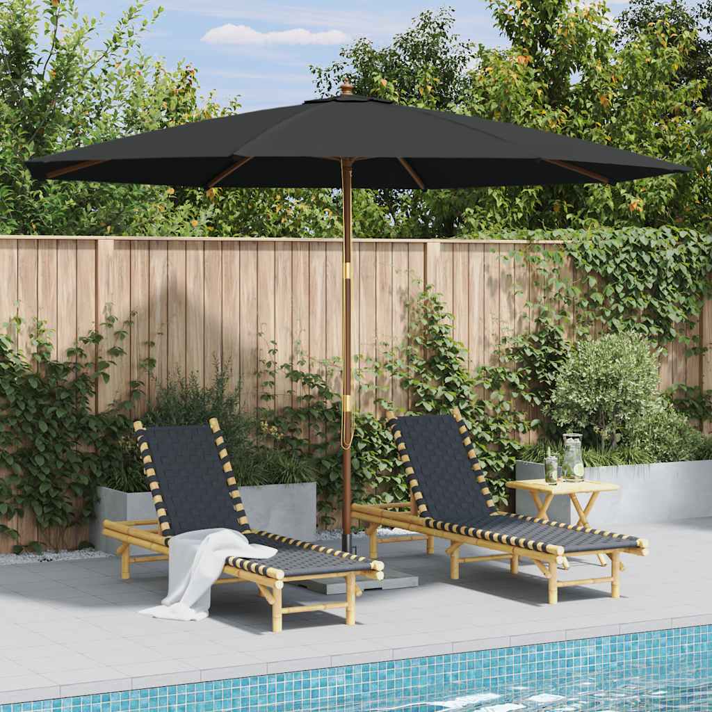 Guarda-sol de exterior com poste de madeira 350 cm antracite