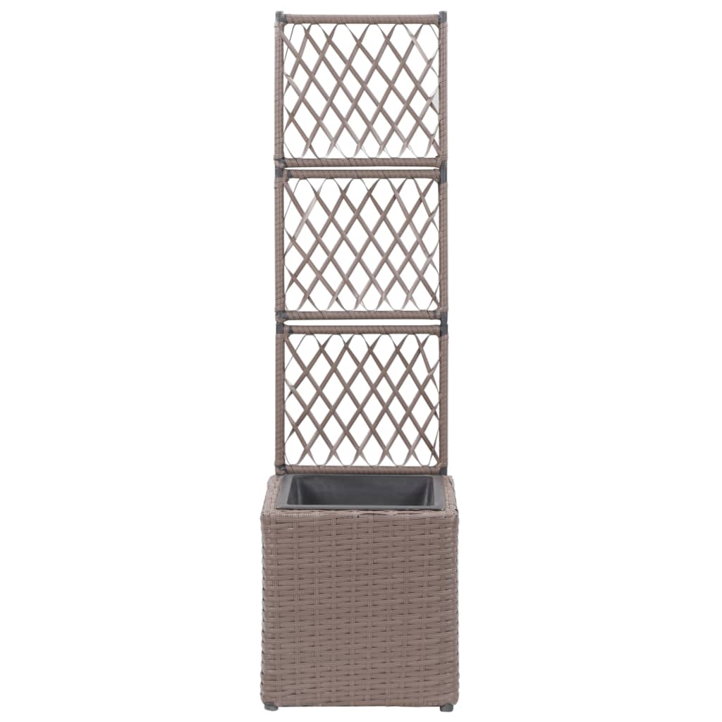 Floreira com treliça e 1 vaso 30x30x107 cm vime PE castanho
