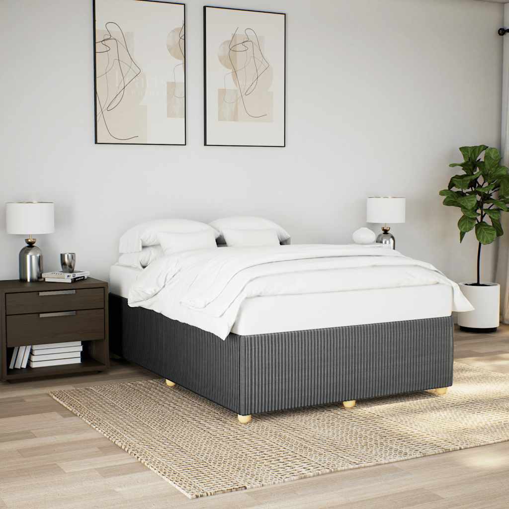 Estrutura de cama sem colchão 160x200 cm tecido cinzento-escuro