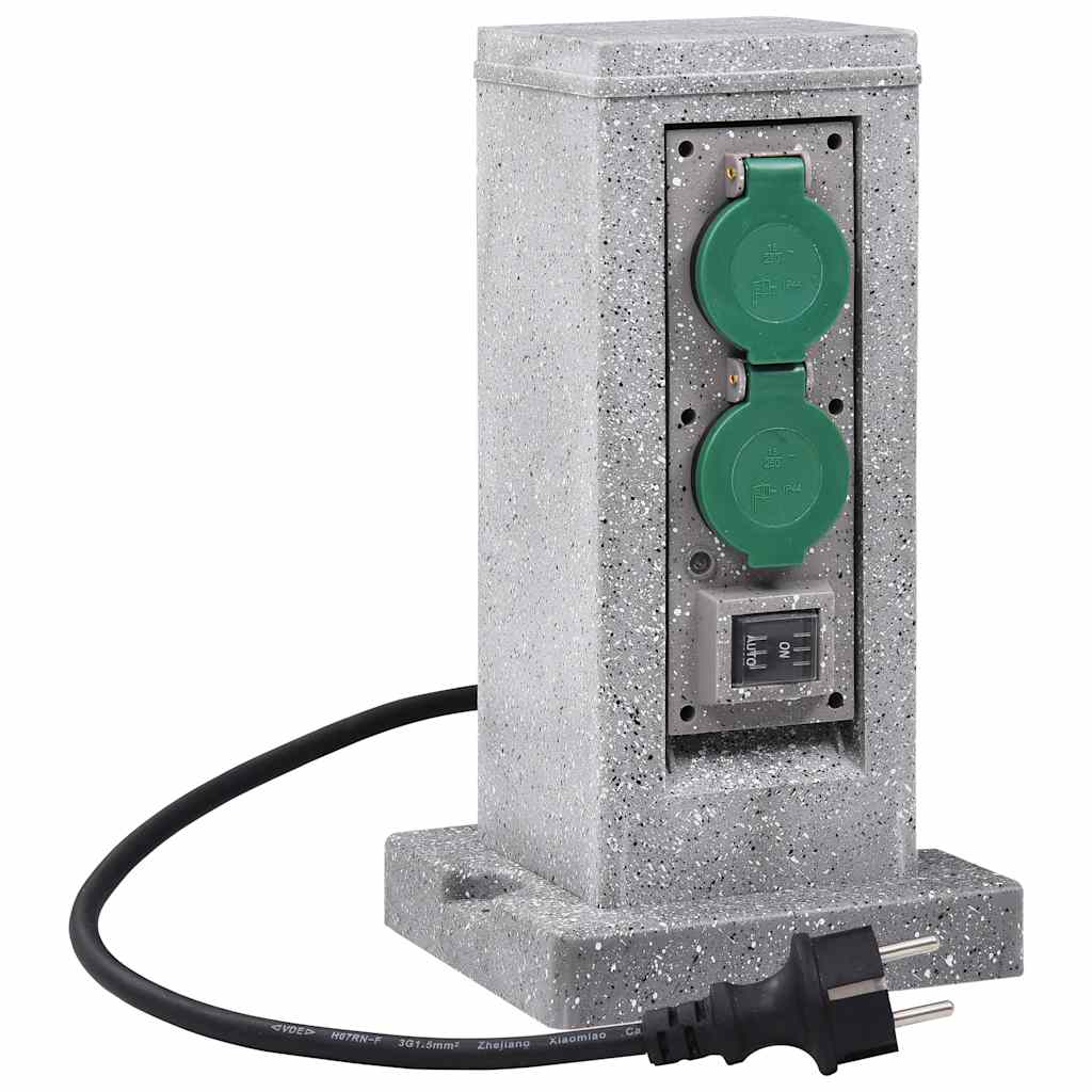 Pilar de tomadas p/ jardim com sensor de crepúsculo plástico