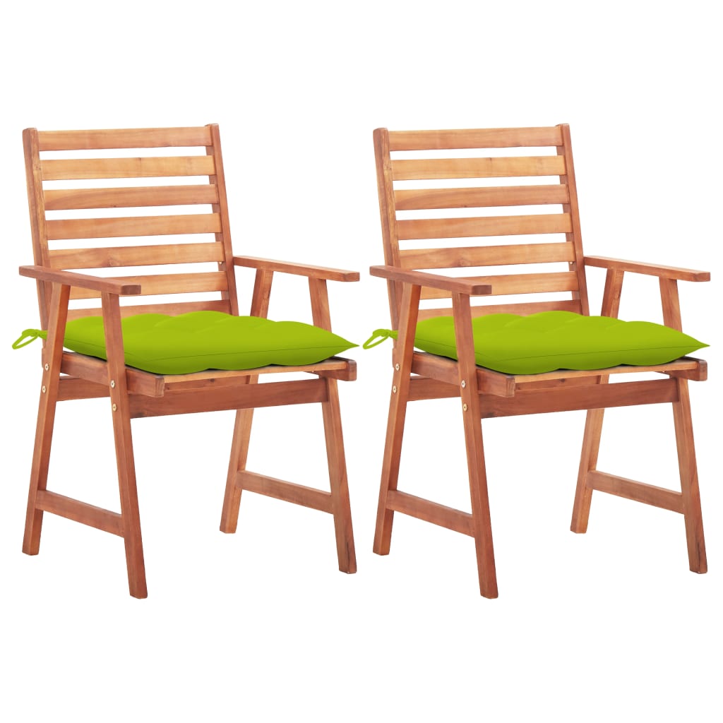 Cadeiras de jantar p/ jardim 2 pcs c/ almofadões acácia maciça