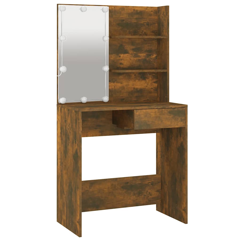 Toucador com leds 74,5x40x141 cm cor carvalho fumado
