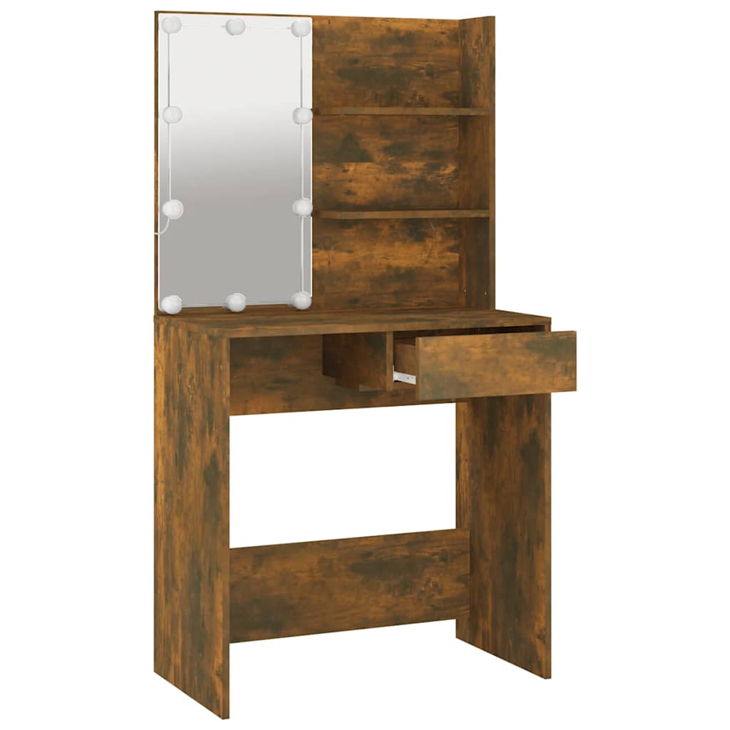 Toucador com leds 74,5x40x141 cm cor carvalho fumado