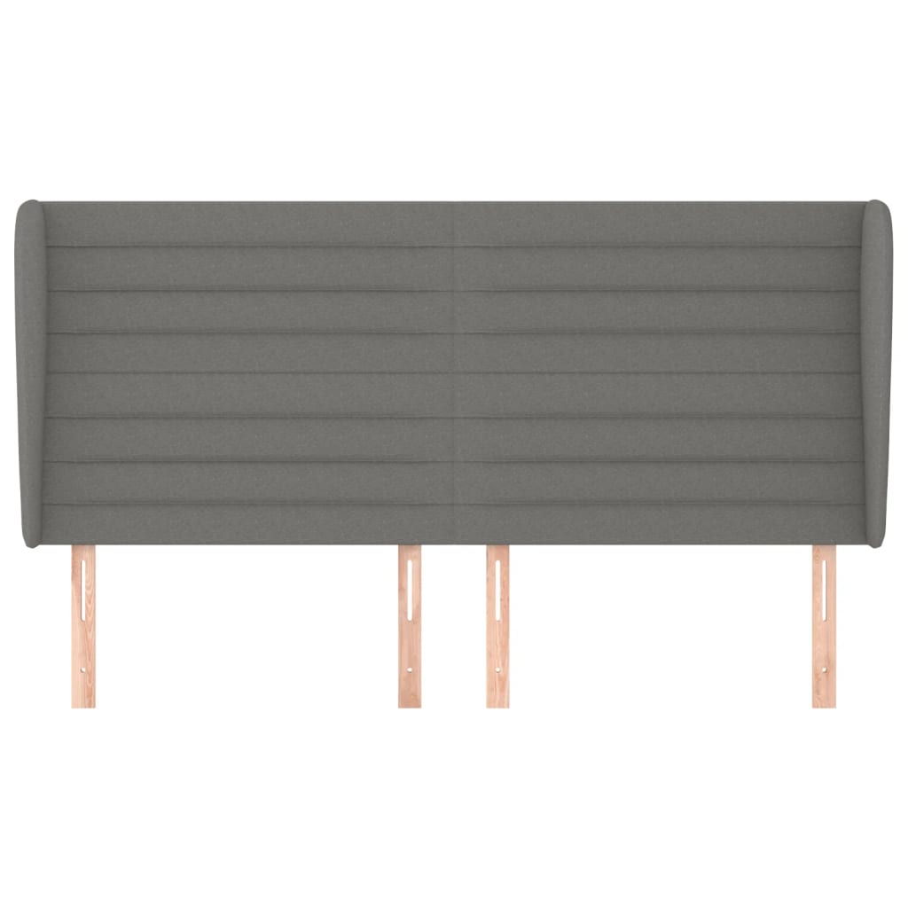 Cabeceira cama c/ abas tecido 183x23x118/128 cm cinzento-escuro