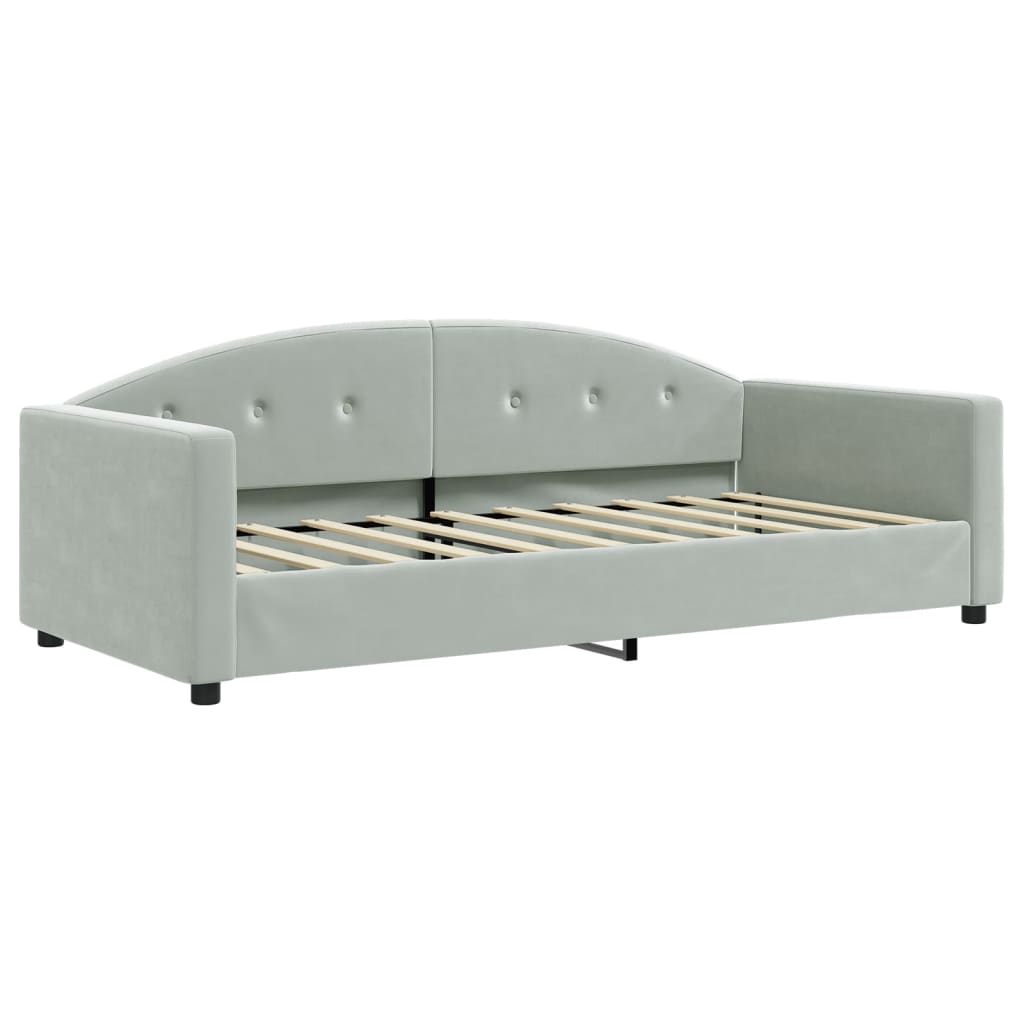 Sofá-cama com colchão 90x190 cm veludo cinzento-claro