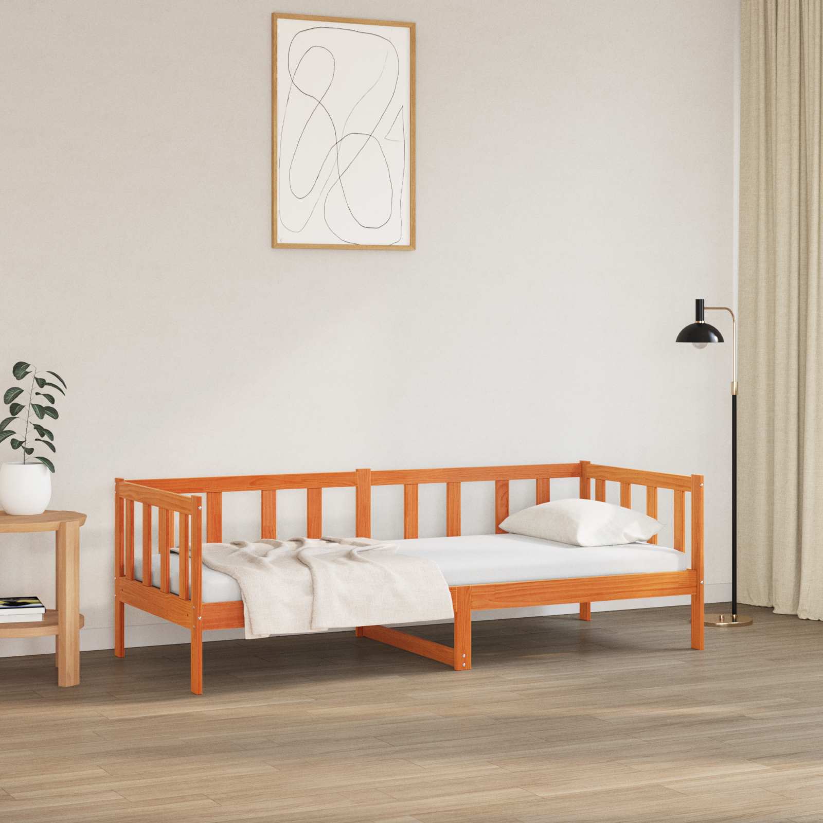 Estrutura da cama com cabeceira marrom cera 80 x 200 cm