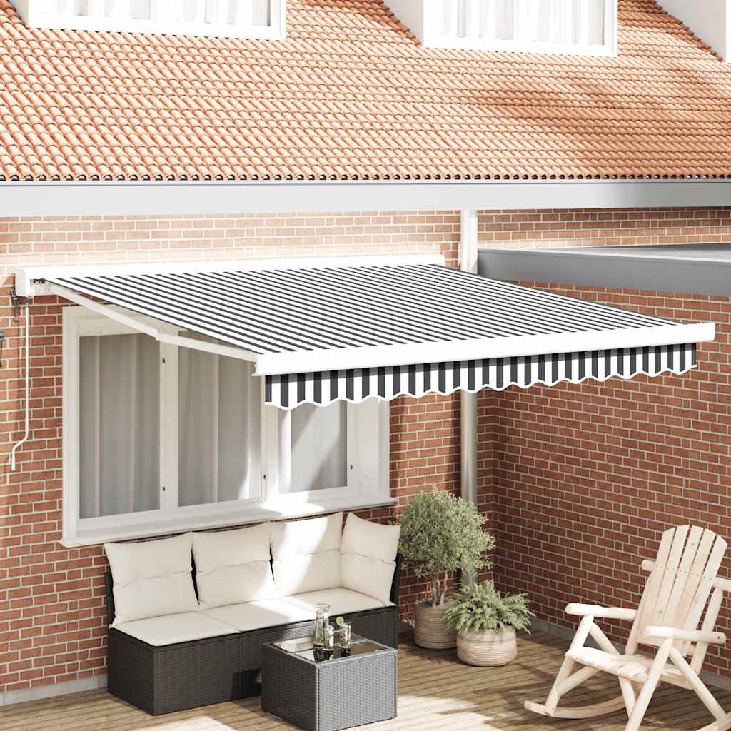 Toldo retrátil 3x2,5 m tecido e alumínio antracite e branco