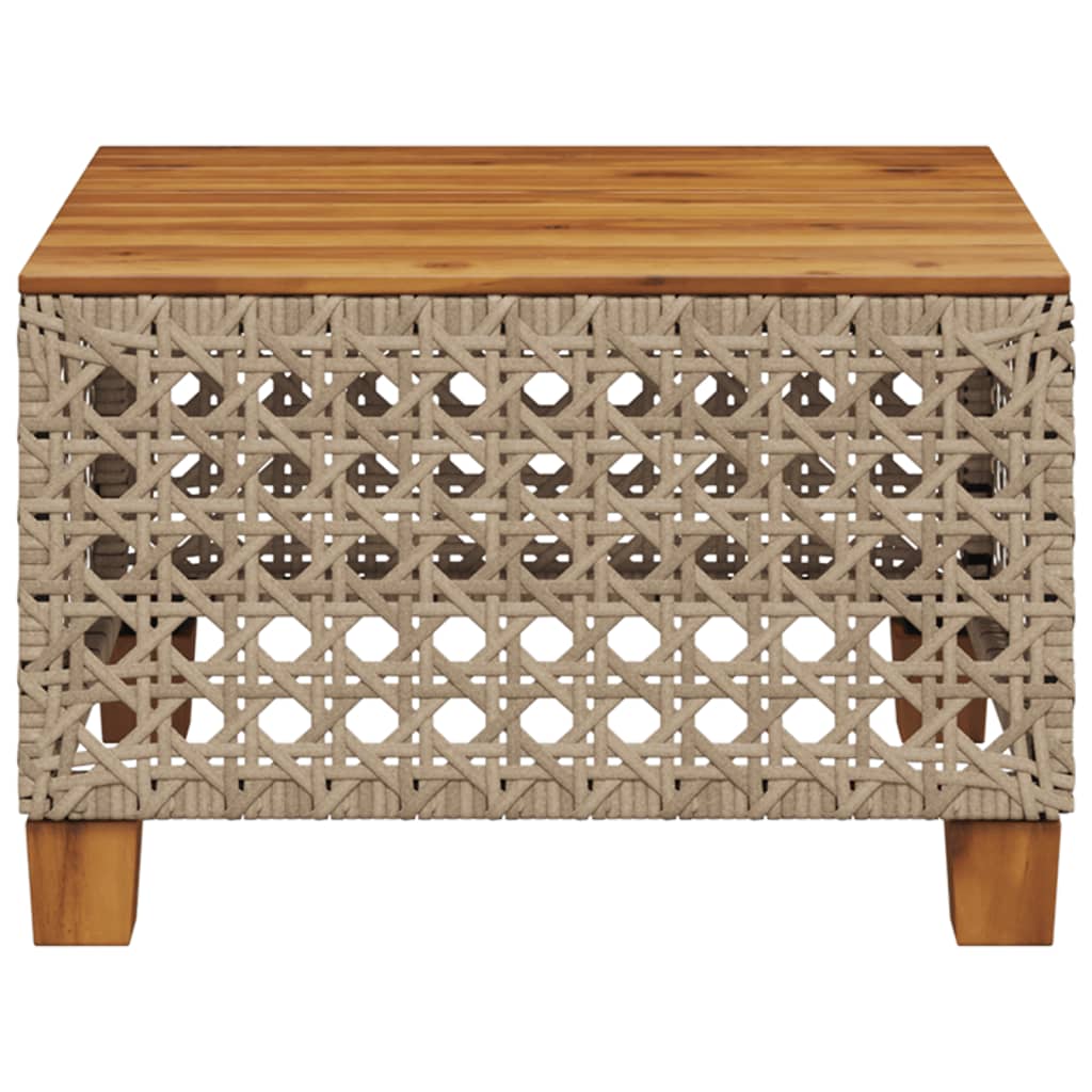 Mesa de jardim 55x55x36 cm vime PE e madeira de acácia bege