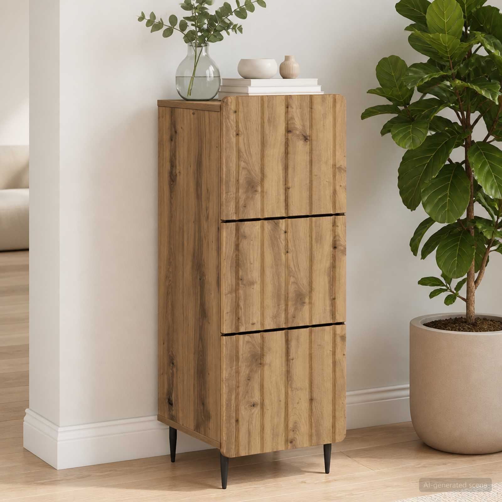 Gabinete de gavetas 33 x 34,5 x 92 cm derivados de madeira