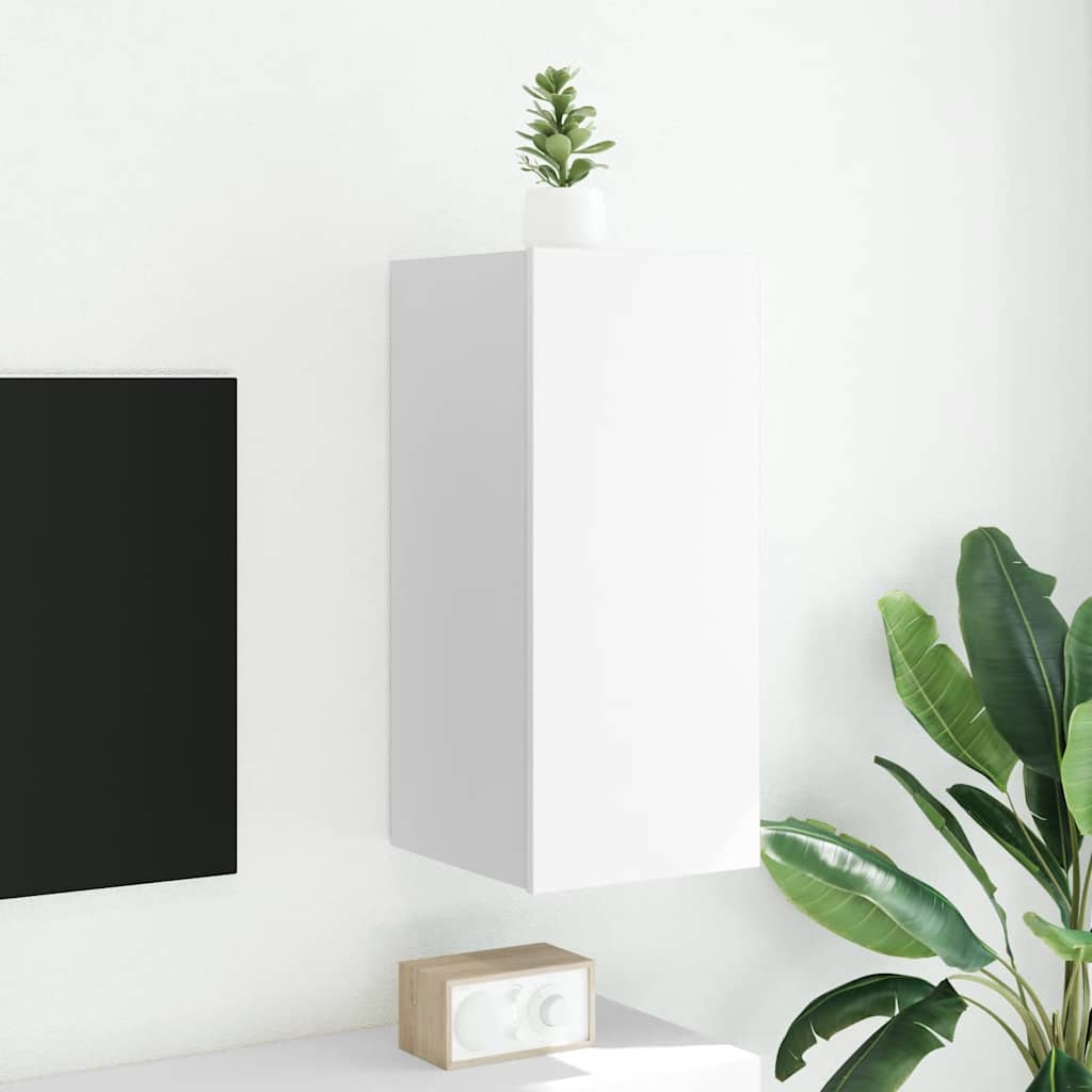 Móvel de parede para TV com luzes LED 30,5x35x70 cm branco