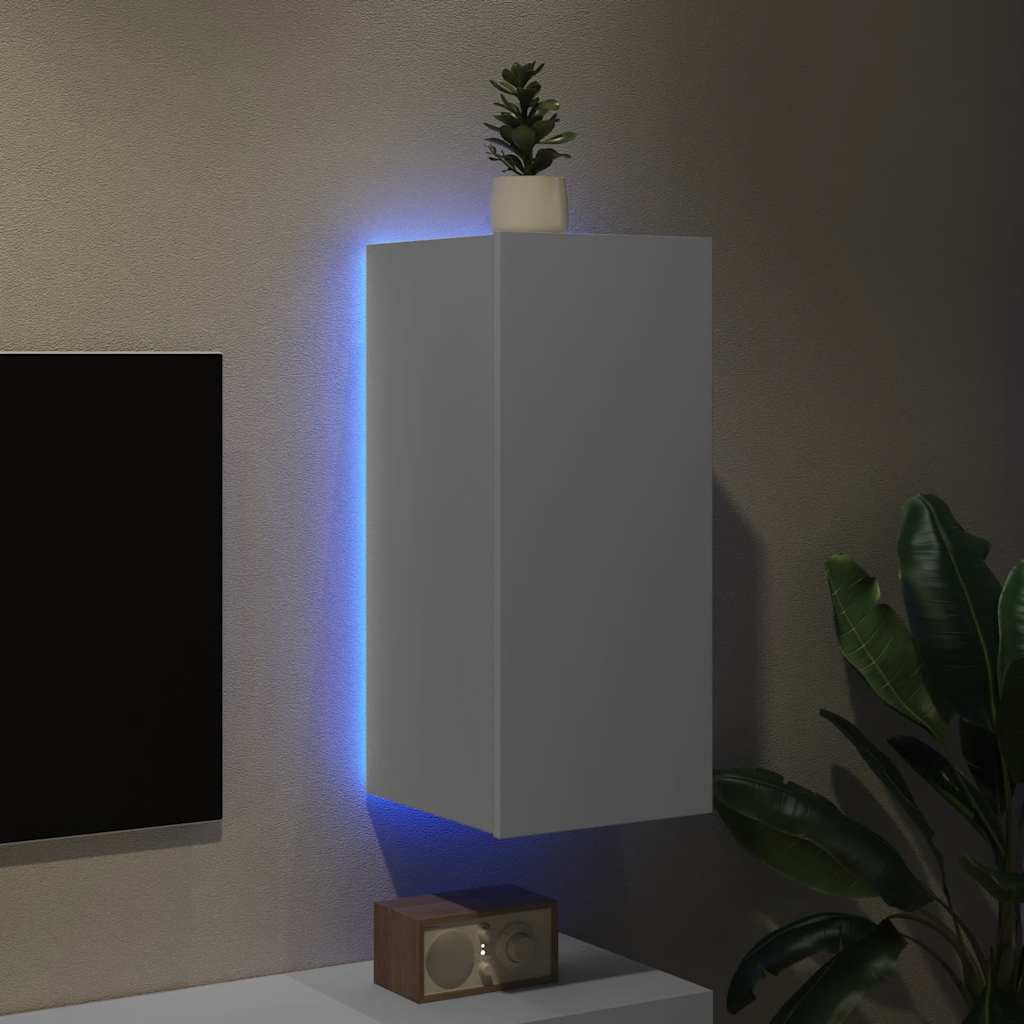 Móvel de parede para TV com luzes LED 30,5x35x70 cm branco