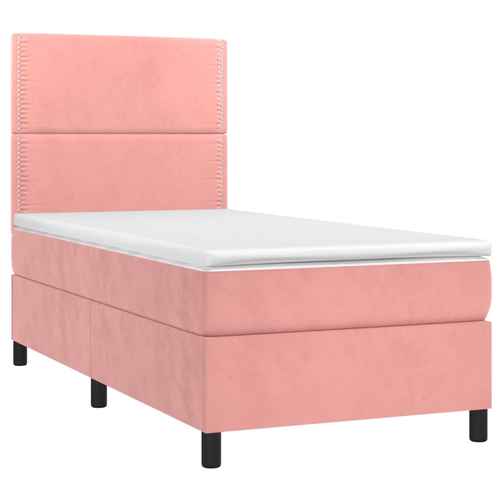 Cama com molas/colchão 90x200 cm veludo rosa