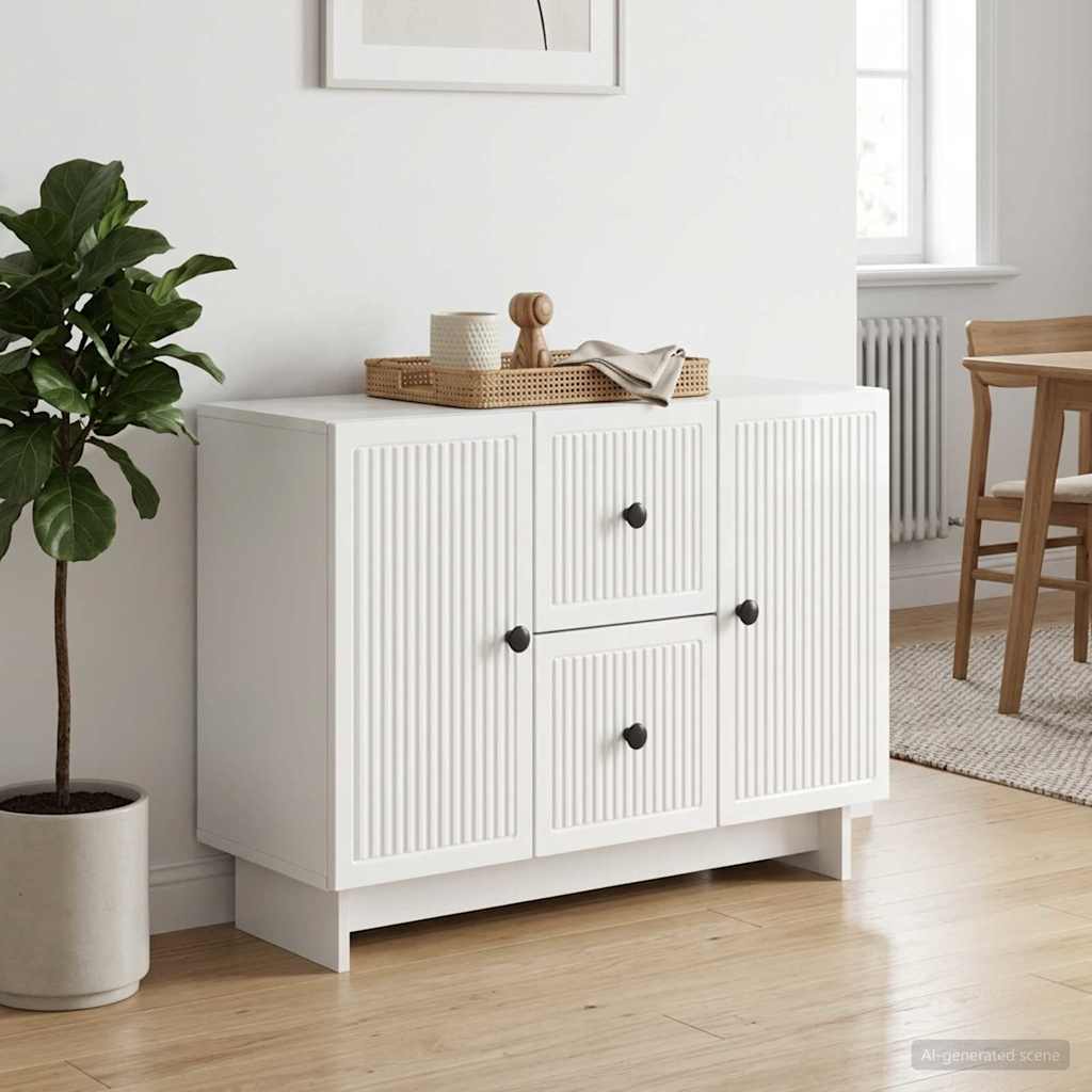 Buffet branco brilhante 89 x 34,5 x 60 cm derivados de madeira
