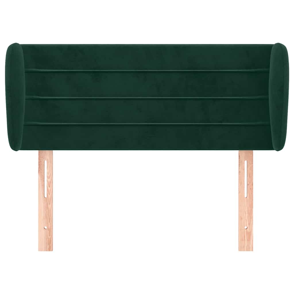 Cabeceira de cama c/ abas veludo 83x23x78/88cm verde-escuro