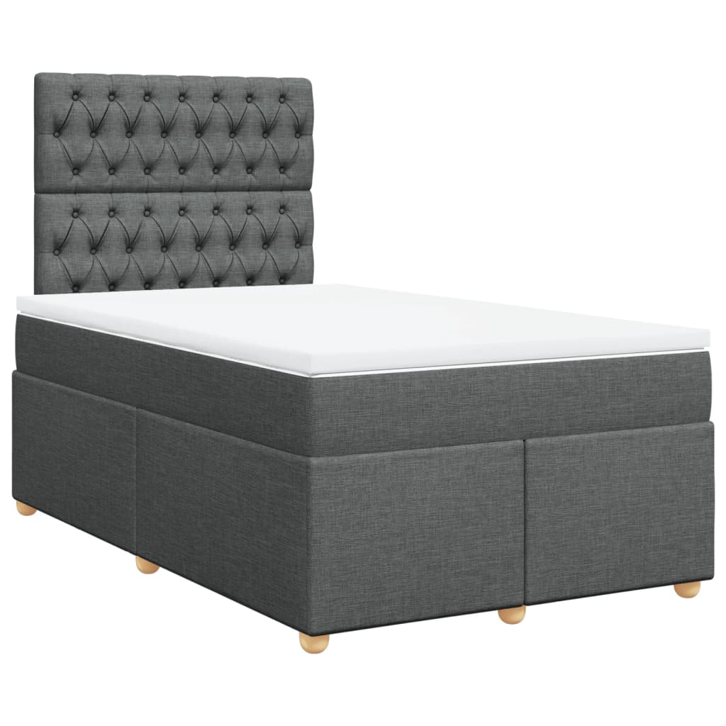 Cama com molas/colchão 120x200 cm tecido cinzento-escuro